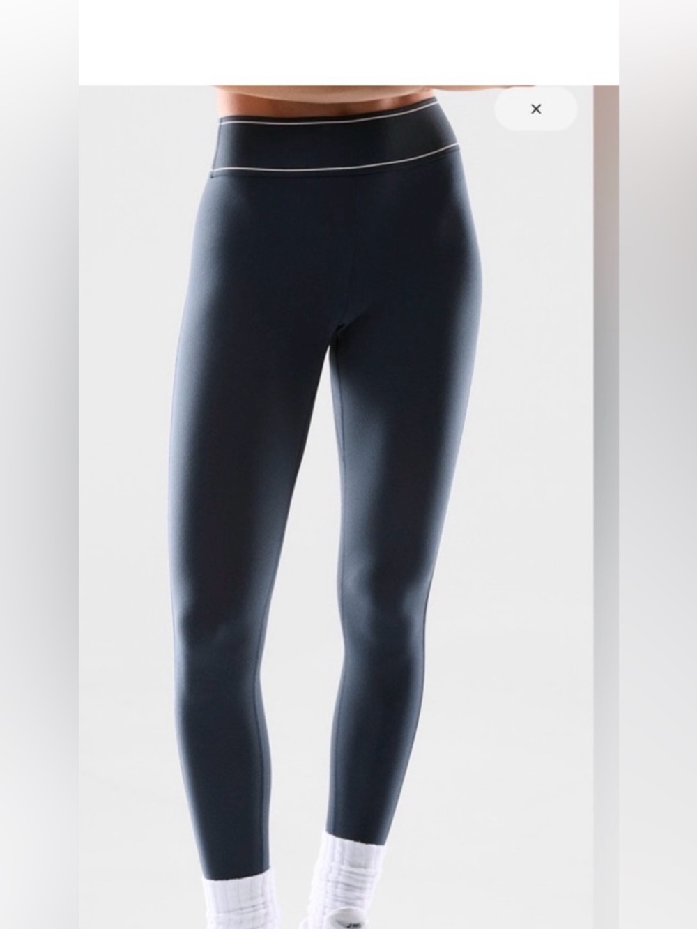 TNA Navy High-Waisted Leggings with Contrast Stitching (matching bra available)